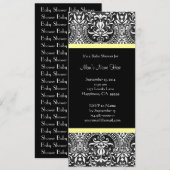 Yellow White Black Damask Baby Shower Invitations 招待状 (正面/裏面)