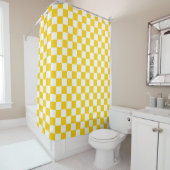 Yellow White Checkered Check Pattern シャワーカーテン (インサイチュ)