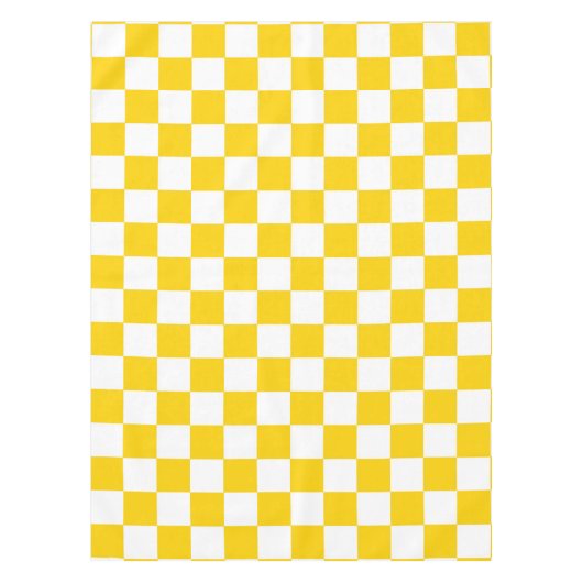Yellow White Checkered Check Pattern テーブルクロス (正面)