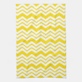 Yellow White Chevron Zigzag Pattern Design  キッチンタオル (縦)