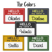 Yellow White Custom Name Hello My Name Is 缶バッジ