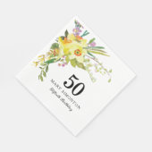 Yellow White Daffodil 50th Birthday Party スタンダードランチョンナプキン (角)