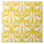 Yellow &white elegant floral pattern タイル (正面)