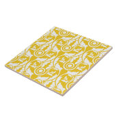 Yellow &white elegant floral pattern タイル (側面)