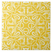 Yellow &white elegant intricate floral pattern タイル (正面)