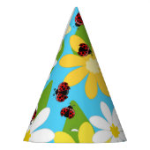 Yellow White Flowers Red Ladybug Beetle パーティーハット (左)