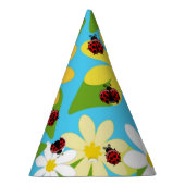 Yellow White Flowers Red Ladybug Beetle パーティーハット (右)
