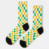 Yellow White Green Checkered Design  ソックス (左)
