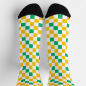 Yellow White Green Checkered Design  ソックス (上部)