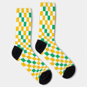 Yellow White Green Checkered Design  ソックス (右)