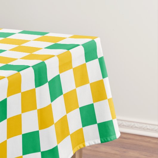 Yellow White Green Checkered Design  テーブルクロス (インサイチュ)