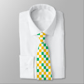 Yellow White Green Checkered Design  ネクタイ (タイ)