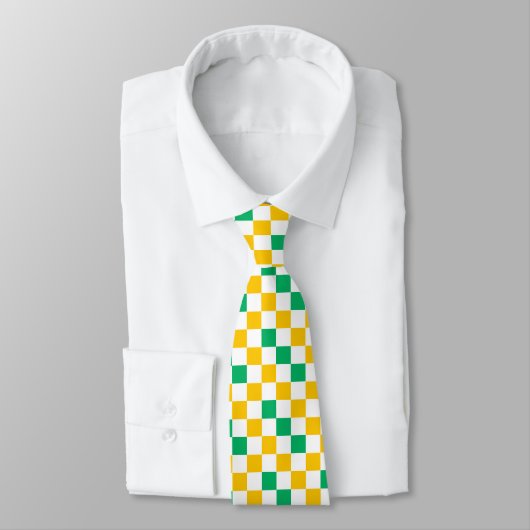 Yellow White Green Checkered Design  ネクタイ (タイ)