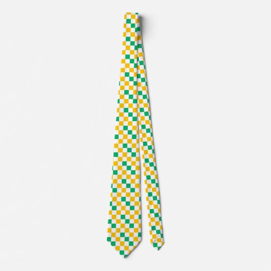 Yellow White Green Checkered Design  ネクタイ (正面)