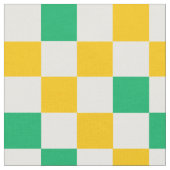 Yellow White Green Checkered Design  ファブリック (クローズアップ)