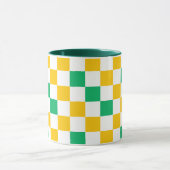 Yellow White Green Checkered Design  マグカップ (中央)