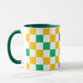 Yellow White Green Checkered Design  マグカップ (左)