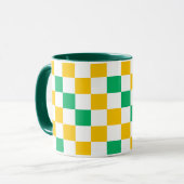 Yellow White Green Checkered Design  マグカップ (正面左)