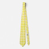 Yellow & White Large Houndstooth Check ネクタイ (正面)