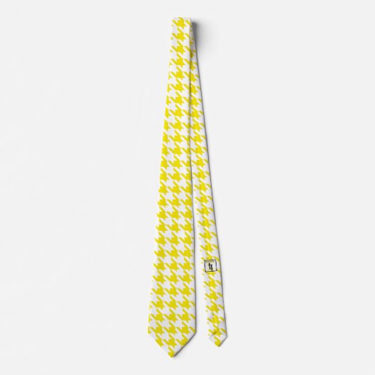 Yellow & White Large Houndstooth Check ネクタイ (正面)