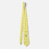 Yellow & White Large Houndstooth Check ネクタイ (裏面)
