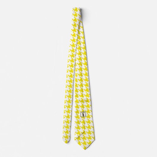 Yellow & White Large Houndstooth Check ネクタイ (裏面)