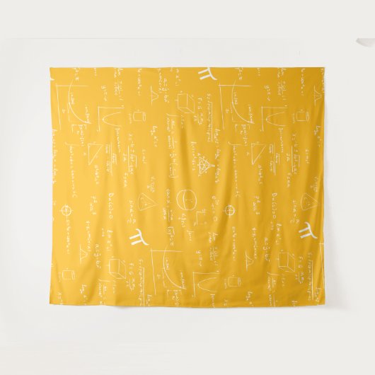 Yellow White Mathematic Formulas Equations タペストリー (正面(横))