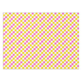 Yellow White Pink Checkered Design  テーブルクロス (正面(横))