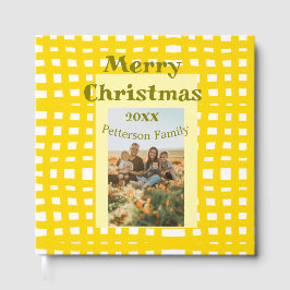 Yellow white plaid retro Christmas holiday family  ゲストブック