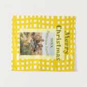 Yellow white plaid retro Christmas holiday family  タペストリー (正面(横))
