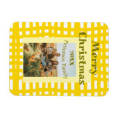Yellow white plaid retro Christmas holiday family  マグネット (横)
