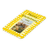 Yellow white plaid retro Christmas holiday family  マグネット (左側)