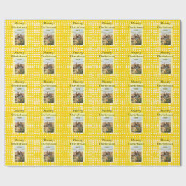 Yellow white plaid retro Christmas holiday family  ラッピングペーパー