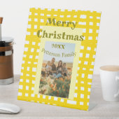 Yellow white plaid retro Christmas holiday family  台座サイン (インサイチュ)