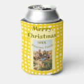 Yellow white plaid retro Christmas holiday family  缶クーラー (缶裏面)
