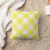 Yellow & White Plaid Throw Pillow  クッション (ブランケット)