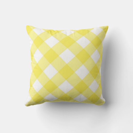 Yellow & White Plaid Throw Pillow  クッション (裏面)