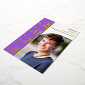 Yellow White Purple Black Graduation Photo Gold 箔招待状 (回転した状態)