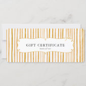 Yellow White Stripe Vintage Bow Gift Certificate (正面)
