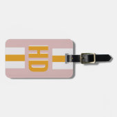 Yellow & White striped Shadow Monogram blush pink ラゲッジタグ (正面横)