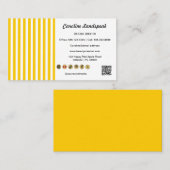 Yellow White Stripes, QR Code & Social Media Icons 名刺 (正面/裏面)