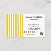 Yellow White Stripes, QR Code & Social Media Icons 名刺 (正面)