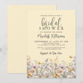 Yellow Wildflower Bridal Shower 招待状 (正面/裏面)