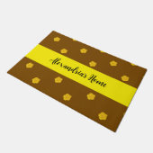 Yellow Wildflower photo name brown  Personalized  ドアマット (アングル)