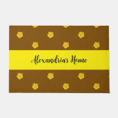 Yellow Wildflower photo name brown  Personalized  ドアマット (正面)