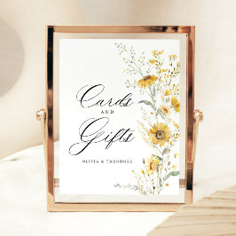 Yellow Wildflower Sunflower Cards & Gifts Wedding 台座サイン