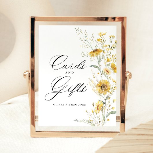 Yellow Wildflower Sunflower Cards & Gifts Wedding 台座サイン