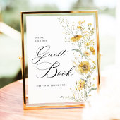 Yellow Wildflower Sunflower Guest Book Wedding 台座サイン