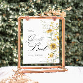 Yellow Wildflower Sunflower Guest Book Wedding 台座サイン
