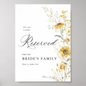 Yellow Wildflower Sunflower Reserved Seat Sign 5x7 ポスター (正面)